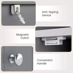 Costway Meuble de Rangement Salle de Bain avec Porte, Support Papier Toilette pour Petits Espaces Noir/Gris/Blanc