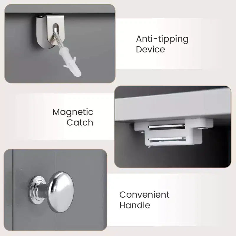 Costway Meuble de Rangement Salle de Bain avec Porte, Support Papier Toilette pour Petits Espaces Noir/Gris/Blanc