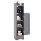 Costway Meuble de Rangement Salle de Bain avec Porte, Support Papier Toilette pour Petits Espaces Noir/Gris/Blanc
