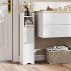 Costway Meuble de Rangement Salle de Bain avec Porte, Support Papier Toilette pour Petits Espaces Noir/Gris/Blanc