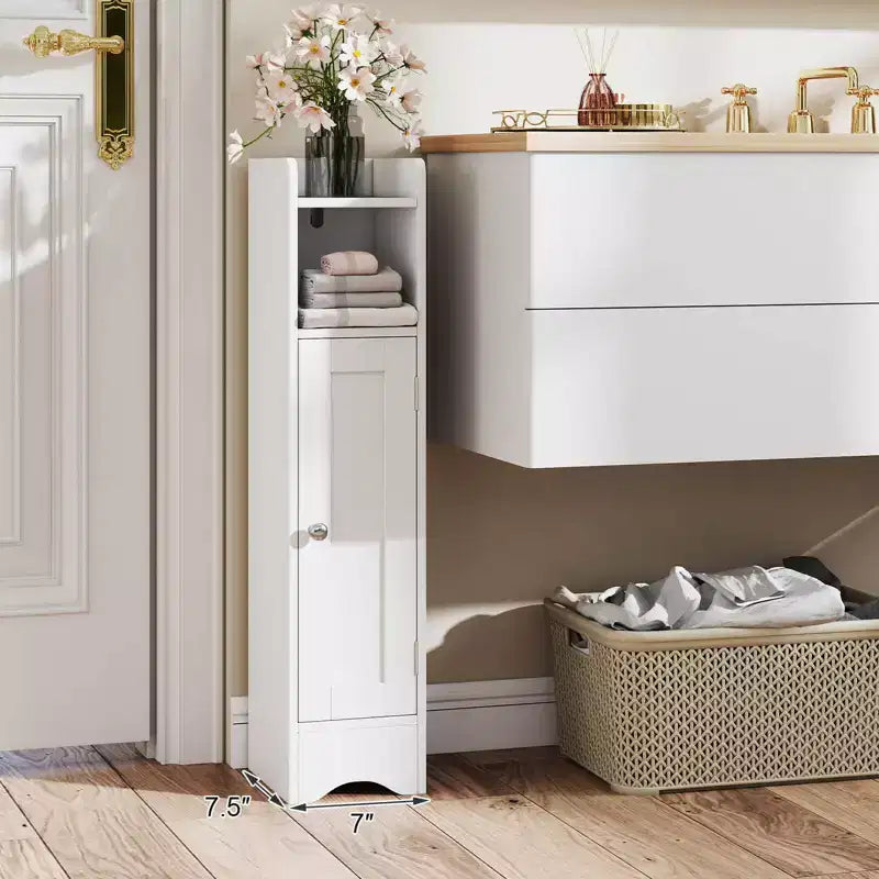 Costway Meuble de Rangement Salle de Bain avec Porte, Support Papier Toilette pour Petits Espaces Noir/Gris/Blanc