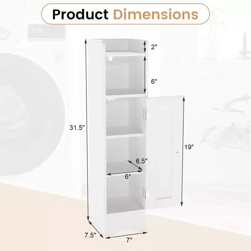 Costway Meuble de Rangement Salle de Bain avec Porte, Support Papier Toilette pour Petits Espaces Noir/Gris/Blanc