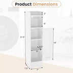 Costway Meuble de Rangement Salle de Bain avec Porte, Support Papier Toilette pour Petits Espaces Noir/Gris/Blanc