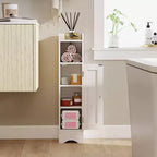 Costway Meuble de Rangement Salle de Bain avec Porte, Support Papier Toilette pour Petits Espaces Noir/Gris/Blanc