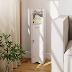 Costway Meuble de Rangement Salle de Bain avec Porte, Support Papier Toilette pour Petits Espaces Noir/Gris/Blanc