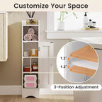 Costway Meuble de Rangement Salle de Bain avec Porte, Support Papier Toilette pour Petits Espaces Noir/Gris/Blanc