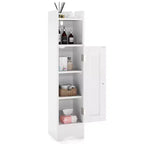Costway Meuble de Rangement Salle de Bain avec Porte, Support Papier Toilette pour Petits Espaces Noir/Gris/Blanc