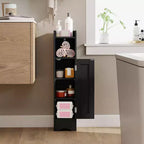 Costway Meuble de Rangement Salle de Bain avec Porte, Support Papier Toilette pour Petits Espaces Noir/Gris/Blanc