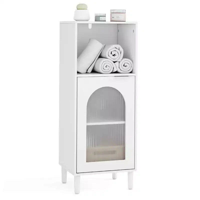 Meuble de salle de bain Costway, meuble de rangement latéral en bois avec étagère réglable, blanc/noir/gris/naturel