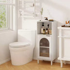 Meuble de salle de bain Costway, meuble de rangement latéral en bois avec étagère réglable, blanc/noir/gris/naturel