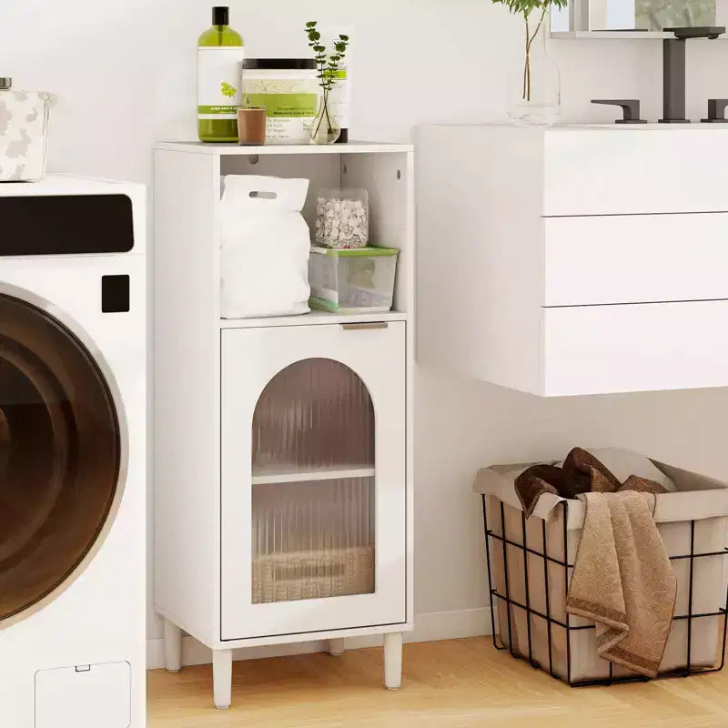 Meuble de salle de bain Costway, meuble de rangement latéral en bois avec étagère réglable, blanc/noir/gris/naturel