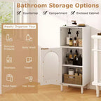Meuble de salle de bain Costway, meuble de rangement latéral en bois avec étagère réglable, blanc/noir/gris/naturel
