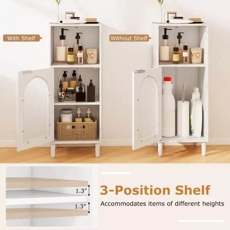 Meuble de salle de bain Costway, meuble de rangement latéral en bois avec étagère réglable, blanc/noir/gris/naturel