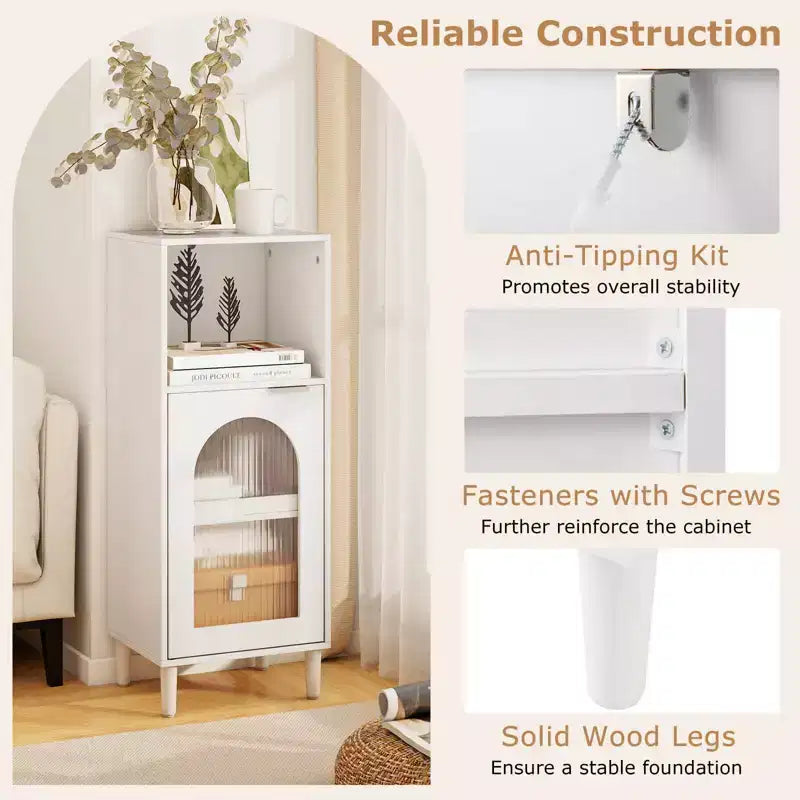 Meuble de salle de bain Costway, meuble de rangement latéral en bois avec étagère réglable, blanc/noir/gris/naturel