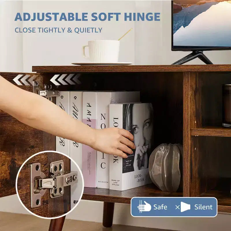 Meubles TV Bestier pour téléviseurs de 55/60 pouces, Meuble TV avec étagères de rangement ouvertes, Console TV moderne pour salon, chambre à coucher