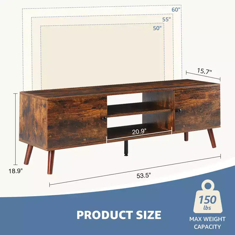 Meubles TV Bestier pour téléviseurs de 55/60 pouces, Meuble TV avec étagères de rangement ouvertes, Console TV moderne pour salon, chambre à coucher