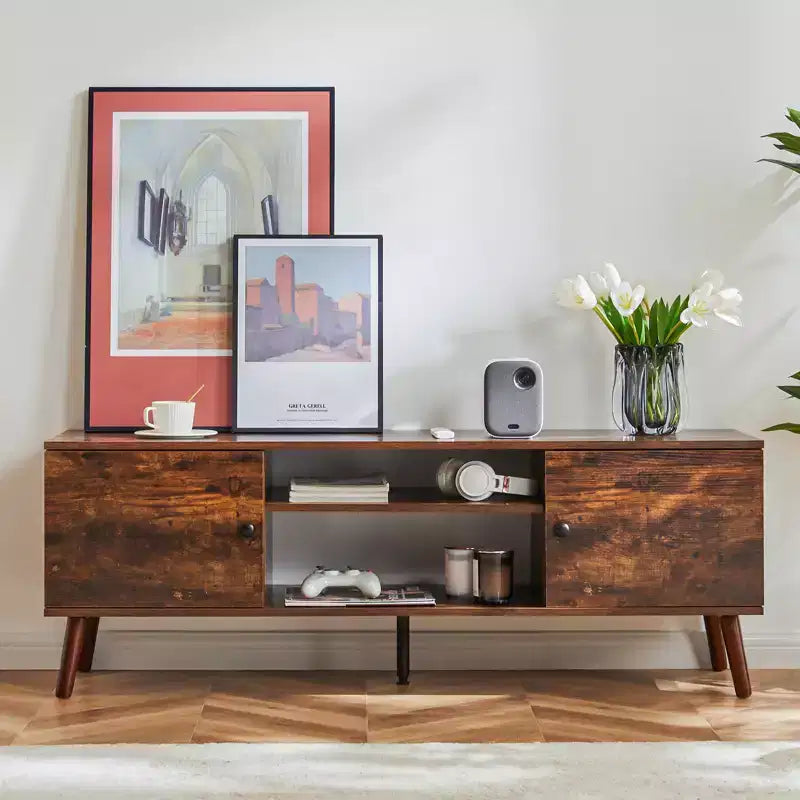 Meubles TV Bestier pour téléviseurs de 55/60 pouces, Meuble TV avec étagères de rangement ouvertes, Console TV moderne pour salon, chambre à coucher