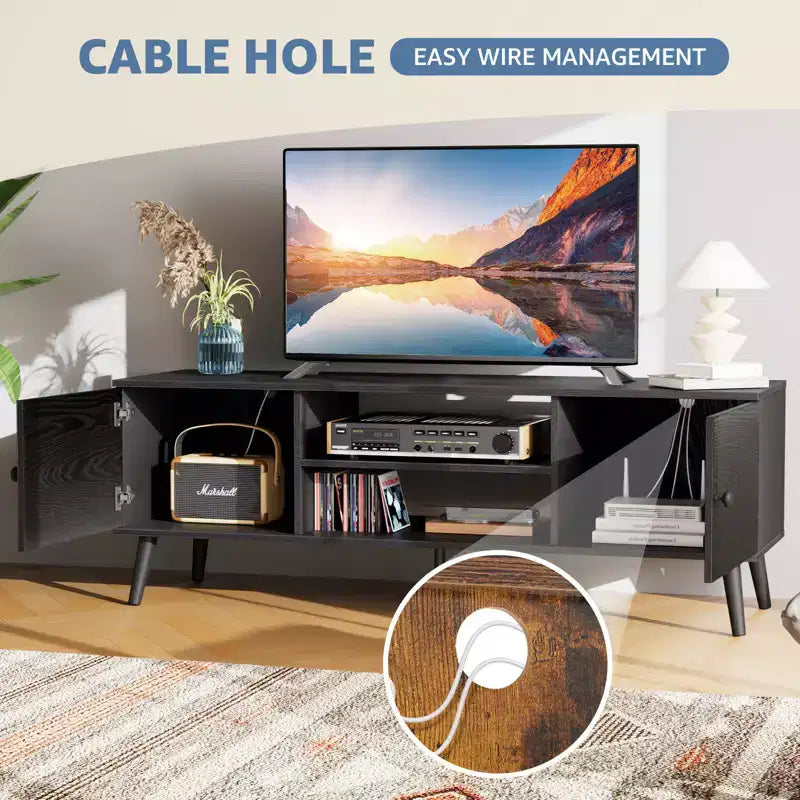 Meubles TV Bestier pour téléviseurs de 55/60 pouces, Meuble TV avec étagères de rangement ouvertes, Console TV moderne pour salon, chambre à coucher