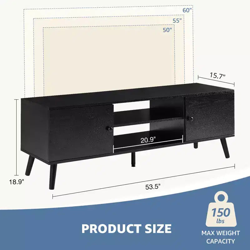 Meubles TV Bestier pour téléviseurs de 55/60 pouces, Meuble TV avec étagères de rangement ouvertes, Console TV moderne pour salon, chambre à coucher
