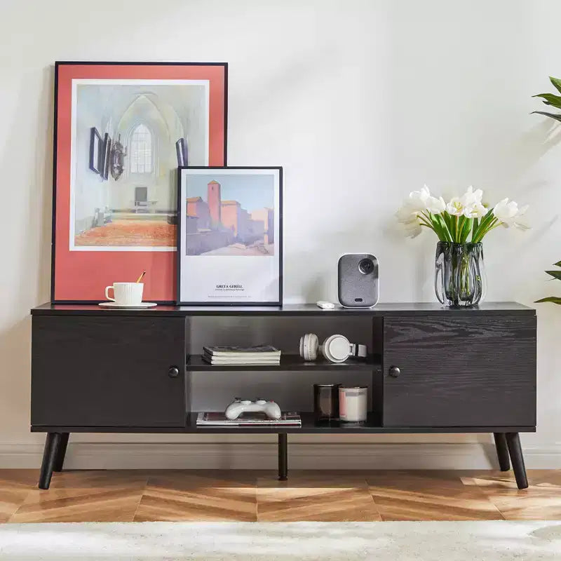 Meubles TV Bestier pour téléviseurs de 55/60 pouces, Meuble TV avec étagères de rangement ouvertes, Console TV moderne pour salon, chambre à coucher