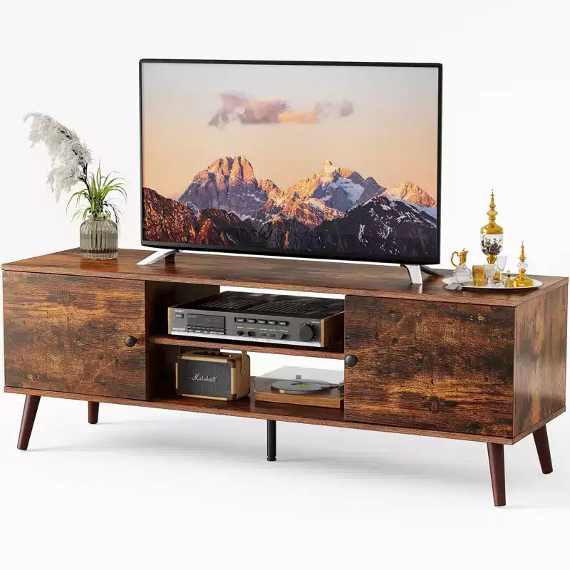 Meubles TV Bestier pour téléviseurs de 55/60 pouces, Meuble TV avec étagères de rangement ouvertes, Console TV moderne pour salon, chambre à coucher