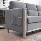 Canapé 3 places Acekool moderne rembourré, petite causeuse avec poche latérale, cadre en bois, pour salon, chambre, bureau, gris