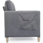 Canapé 3 places Acekool moderne rembourré, petite causeuse avec poche latérale, cadre en bois, pour salon, chambre, bureau, gris