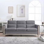 Canapé 3 places Acekool moderne rembourré, petite causeuse avec poche latérale, cadre en bois, pour salon, chambre, bureau, gris