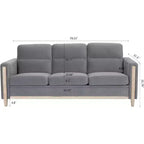Canapé 3 places Acekool moderne rembourré, petite causeuse avec poche latérale, cadre en bois, pour salon, chambre, bureau, gris