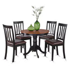 HomeStock Belmont 5-Piece Kitchen Table Set, Black & Cherry