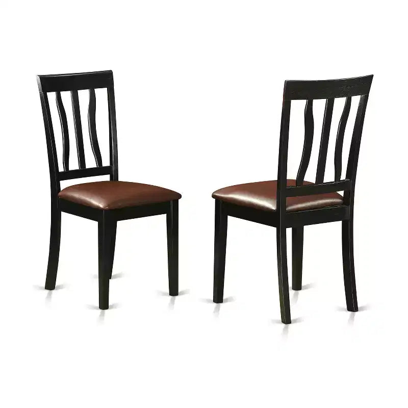 HomeStock Belmont, Ensemble de salle à manger ovale 7 pièces avec table à piédestal et chaises sans accoudoirs, Noir