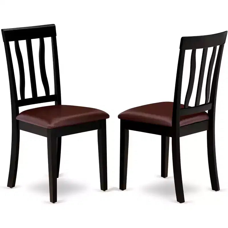 HomeStock Belmont, Ensemble de salle à manger ovale 7 pièces avec table à piédestal et chaises sans accoudoirs, Noir