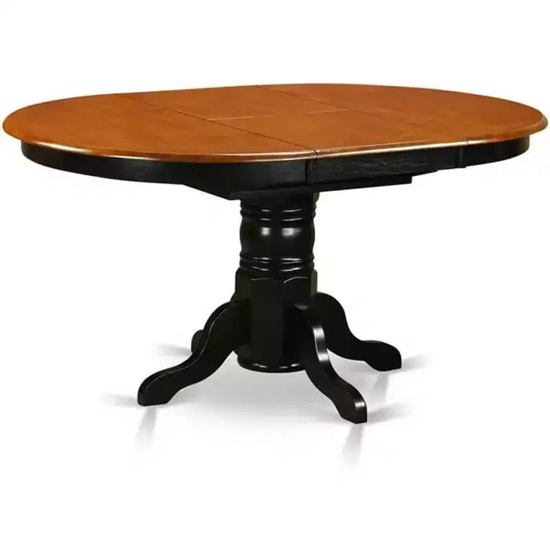 HomeStock Belmont, ensemble de salle à manger ovale 5 pièces de 42/60 pouces avec table à manger, rallonge papillon de 18 pouces à rangement intégré et quatre chaises en bois
