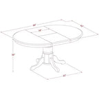 HomeStock Belmont, ensemble de salle à manger ovale 5 pièces de 42/60 pouces avec table à manger, rallonge papillon de 18 pouces à rangement intégré et quatre chaises en bois