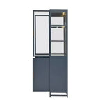 Meuble de rangement haut Okak avec porte vitrée et LED, bibliothèque en acier, meuble de rangement pour cuisine/couloir/salon/bureau