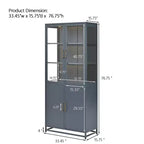 Meuble de rangement haut Okak avec porte vitrée et LED, bibliothèque en acier, meuble de rangement pour cuisine/couloir/salon/bureau