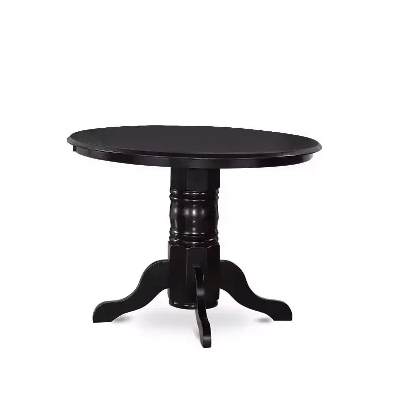 HomeStock Belmont, ensemble de meubles de salle à manger 5 pièces, comprenant une table à manger ronde avec pied central et 4 chaises à assise en bois, 42x42 pouces, Blanc lin