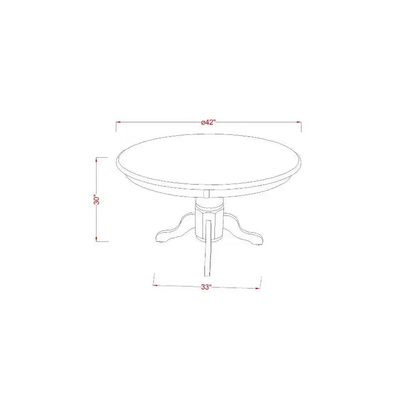 HomeStock Belmont, ensemble de meubles de salle à manger 5 pièces, comprenant une table à manger ronde avec pied central et 4 chaises à assise en bois, 42x42 pouces, Blanc lin