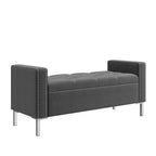 HL Home Furnishings, Pouf de rangement capitonné à accoudoirs carrés