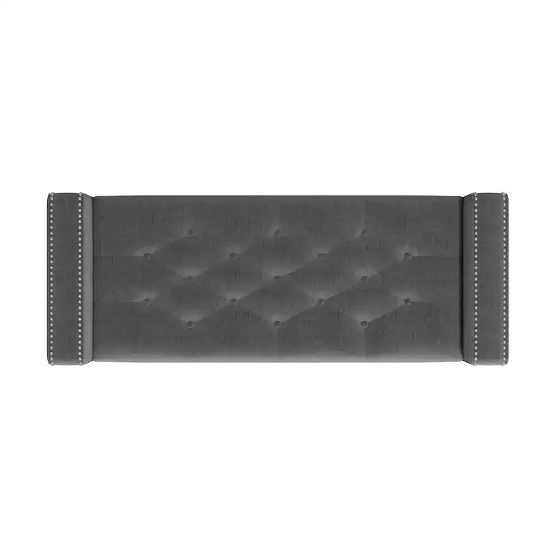 HL Home Furnishings, Pouf de rangement capitonné à accoudoirs carrés
