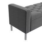 HL Home Furnishings, Pouf de rangement capitonné à accoudoirs carrés