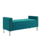 HL Home Furnishings, Pouf de rangement capitonné à accoudoirs carrés