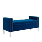 HL Home Furnishings, Pouf de rangement capitonné à accoudoirs carrés