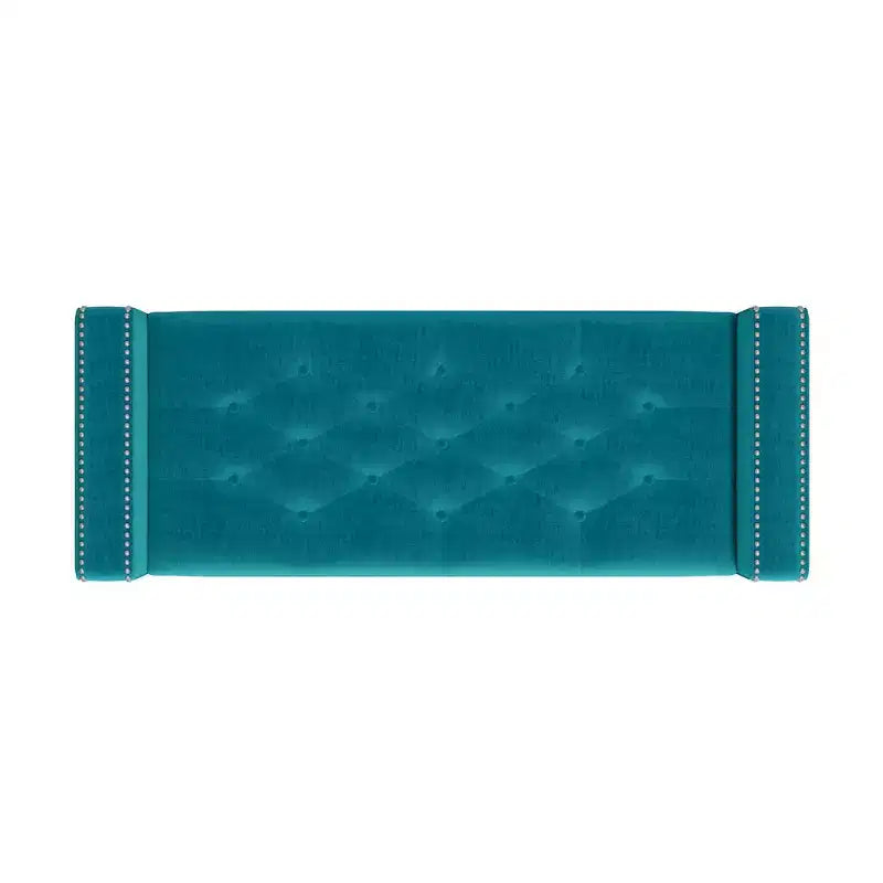 HL Home Furnishings, Pouf de rangement capitonné à accoudoirs carrés