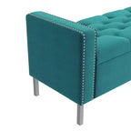 HL Home Furnishings, Pouf de rangement capitonné à accoudoirs carrés
