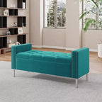 HL Home Furnishings, Pouf de rangement capitonné à accoudoirs carrés
