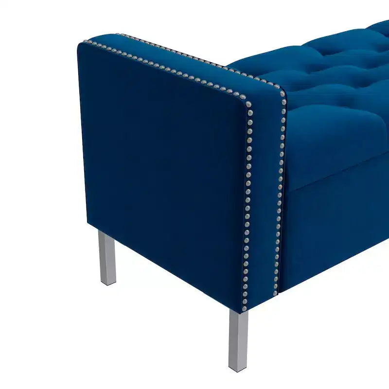 HL Home Furnishings, Pouf de rangement capitonné à accoudoirs carrés
