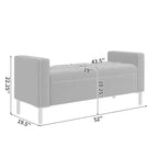 HL Home Furnishings, Pouf de rangement capitonné à accoudoirs carrés