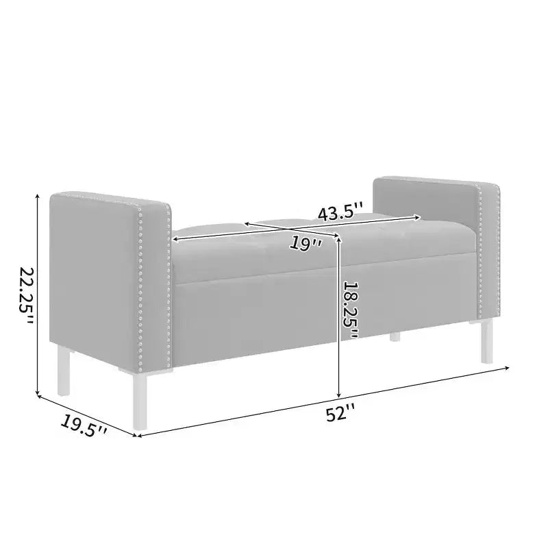 HL Home Furnishings, Pouf de rangement capitonné à accoudoirs carrés