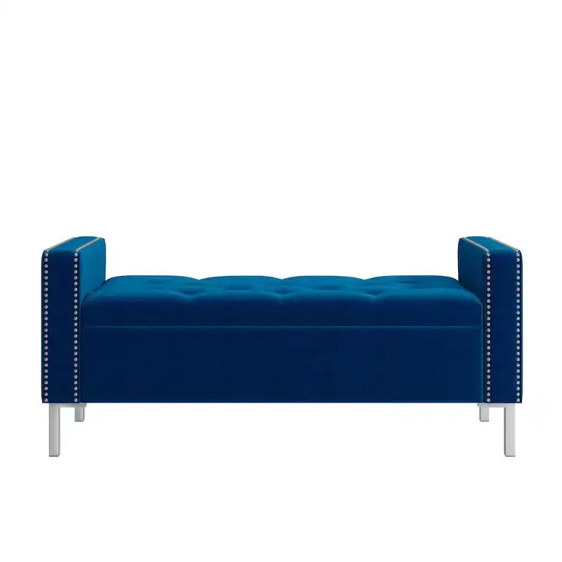 HL Home Furnishings, Pouf de rangement capitonné à accoudoirs carrés